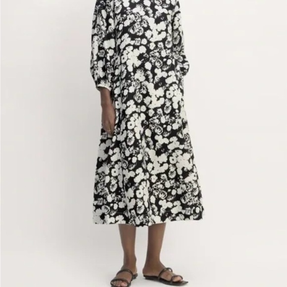 Everlane Linen A-Line Midi Floral Dress with side pockets - Size 4 - Picture 4 of 6